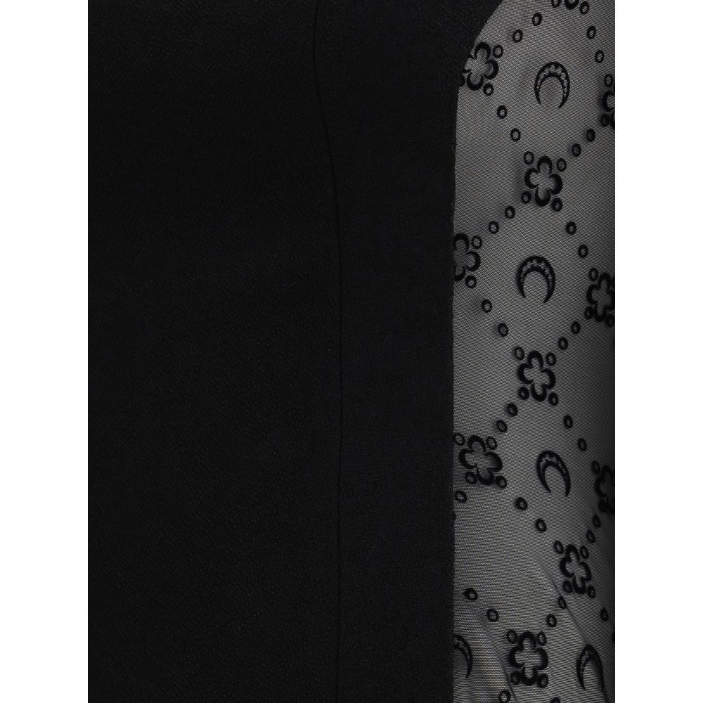 Marine Serre Black Fleece Wool Casual Dress Marine Serre