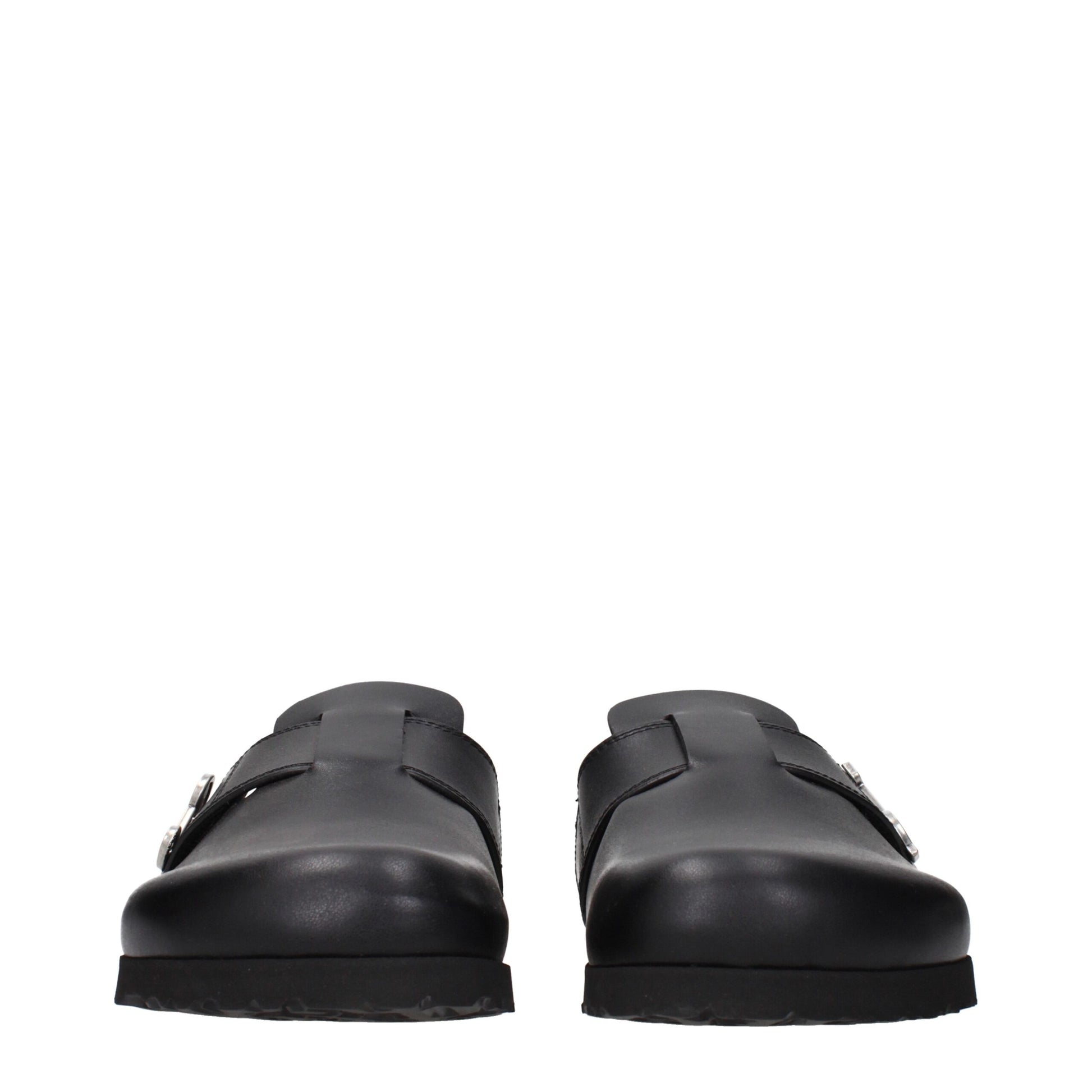 Palm Angels Black Leather Slippers Palm Angels