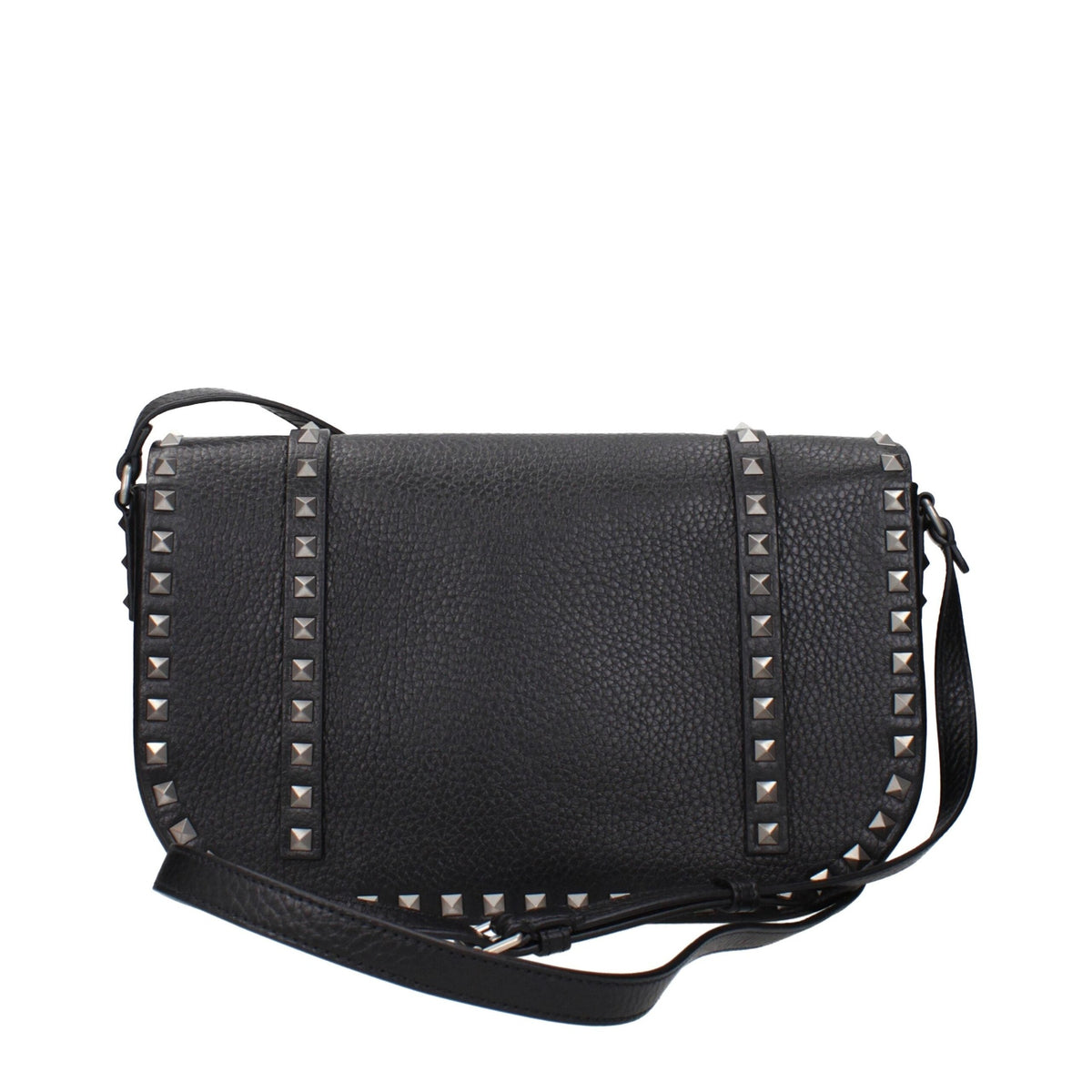 Valentino Garavani black leather crossbody bag with sleek design and adjustable strap, featuring the signature logo detail.
