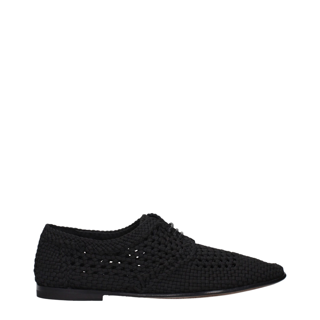 Black Dolce & Gabbana fabric oxfords and derbies with sleek design and polished finish, perfect for formal occasions.