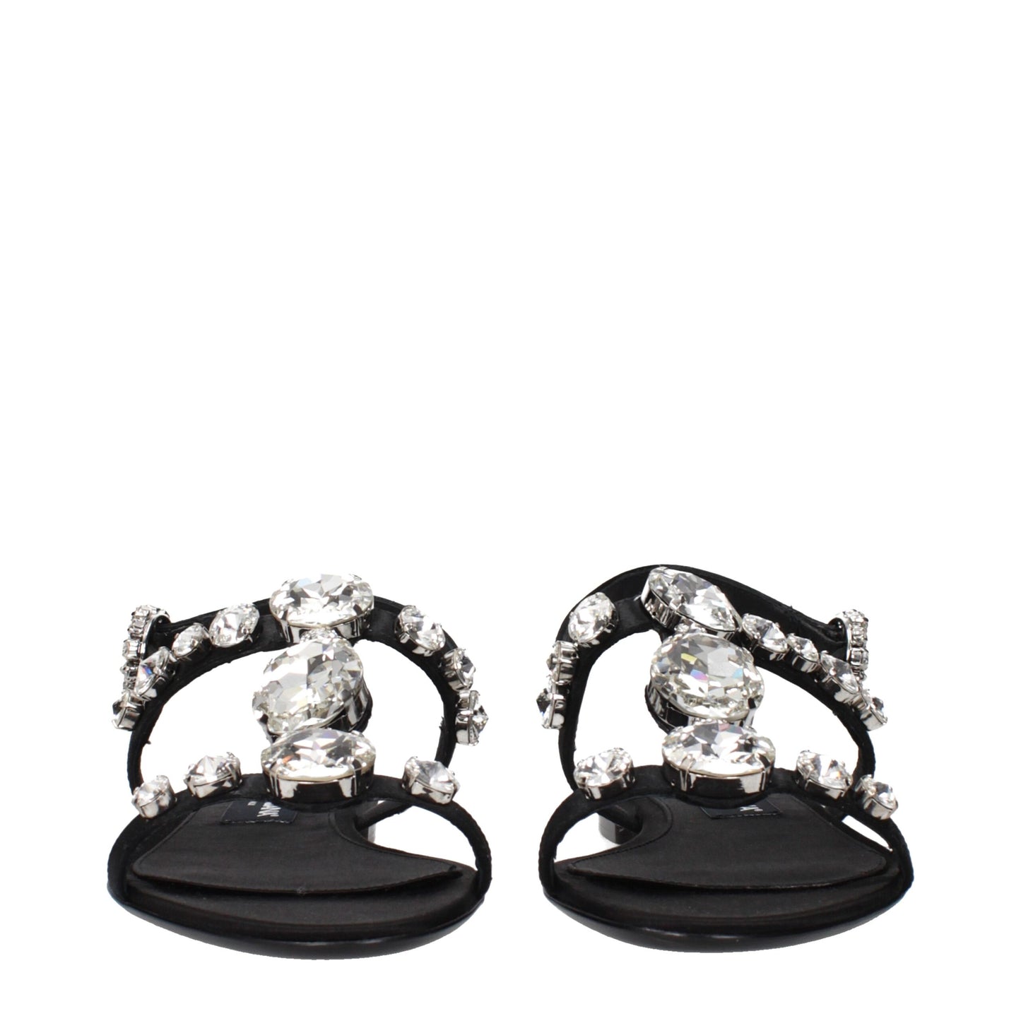 Dolce & Gabbana Black Satin Flat Sandals Dolce & Gabbana