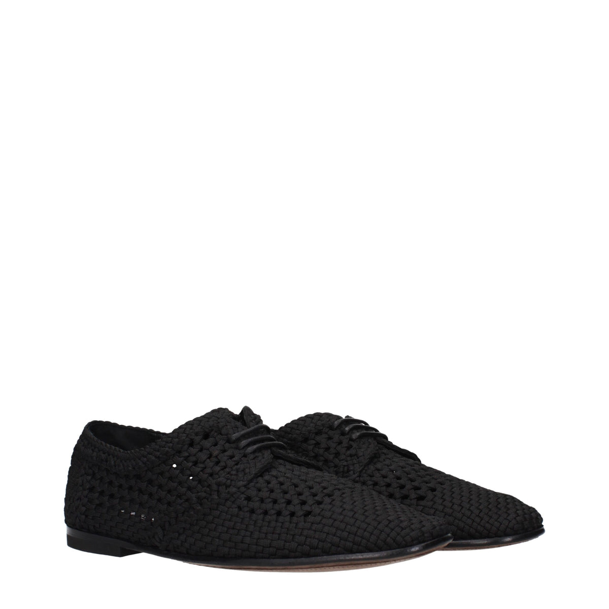 Dolce & Gabbana black fabric oxford shoes and derbies, stylish men's footwear with sleek design and polished finish.