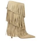 Beige leather flat boots by Paris Texas featuring sleek design and ankle height, perfect for casual or stylish wear.