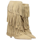 Paris Texas beige leather flat boots with rounded toes and sleek design, displayed on a neutral background.