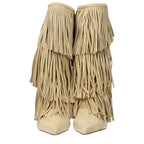 Paris Texas beige leather flat boots with rounded toes and ankle height, stylish and comfortable for everyday wear.