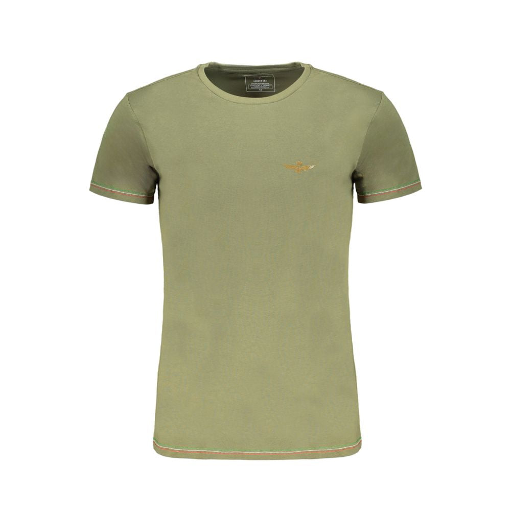 Aeronautica Militare men's green cotton T-shirt with military-inspired design and logo, casual and comfortable fit.