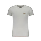 Aeronautica Militare white cotton men's T-shirt with logo detail, casual fit, and crew neckline.