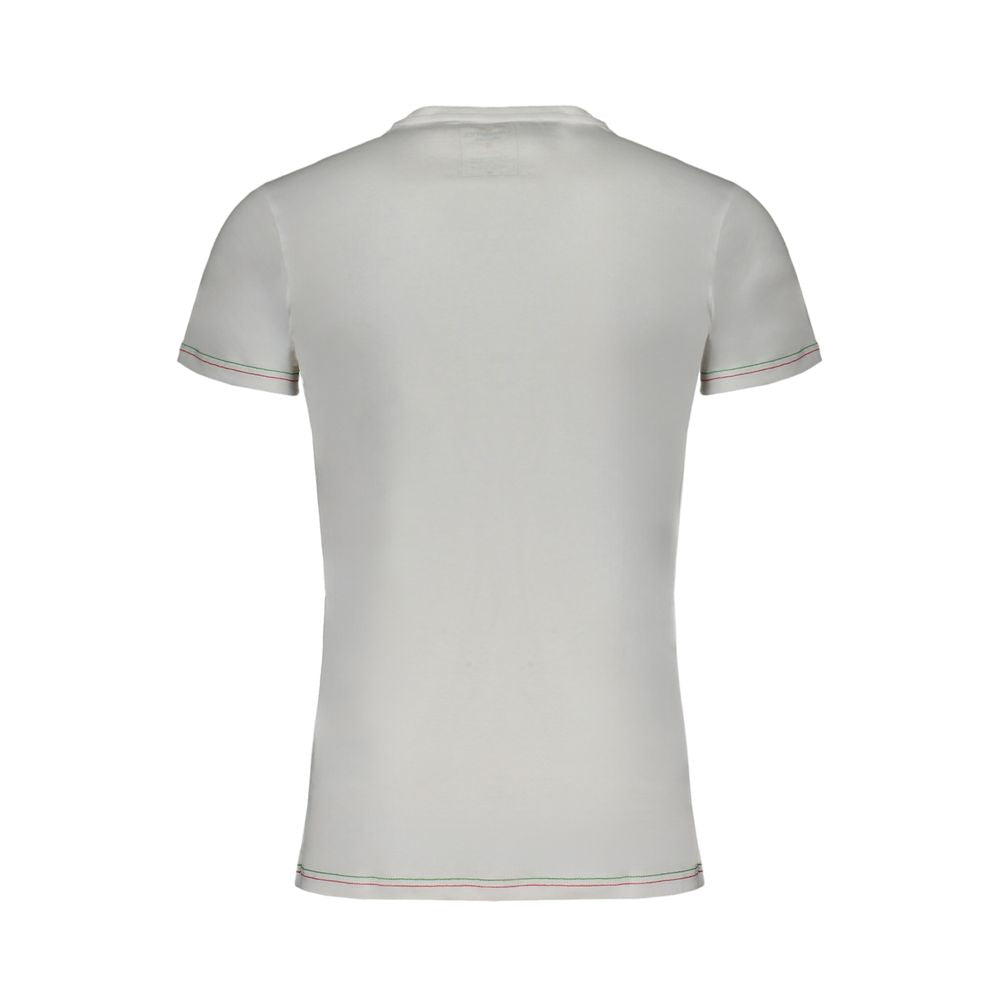 White cotton men's T-shirt by Aeronautica Militare featuring a crew neck and subtle branding detail.