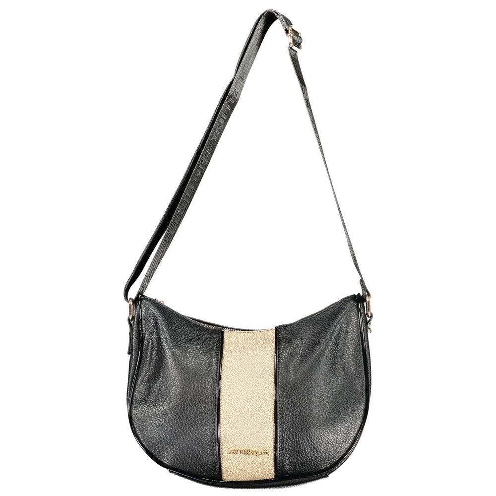 Black PVC women's handbag by Laura Biagiotti with sleek design and sturdy handles, perfect for stylish everyday use.