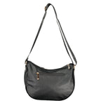 Black PVC women’s handbag by Laura Biagiotti with sleek design and silver-tone hardware, featuring a spacious interior and top handles.
