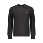 Black cotton men's sweatshirt by Accademia Militare featuring a classic crew neck and minimalist design.