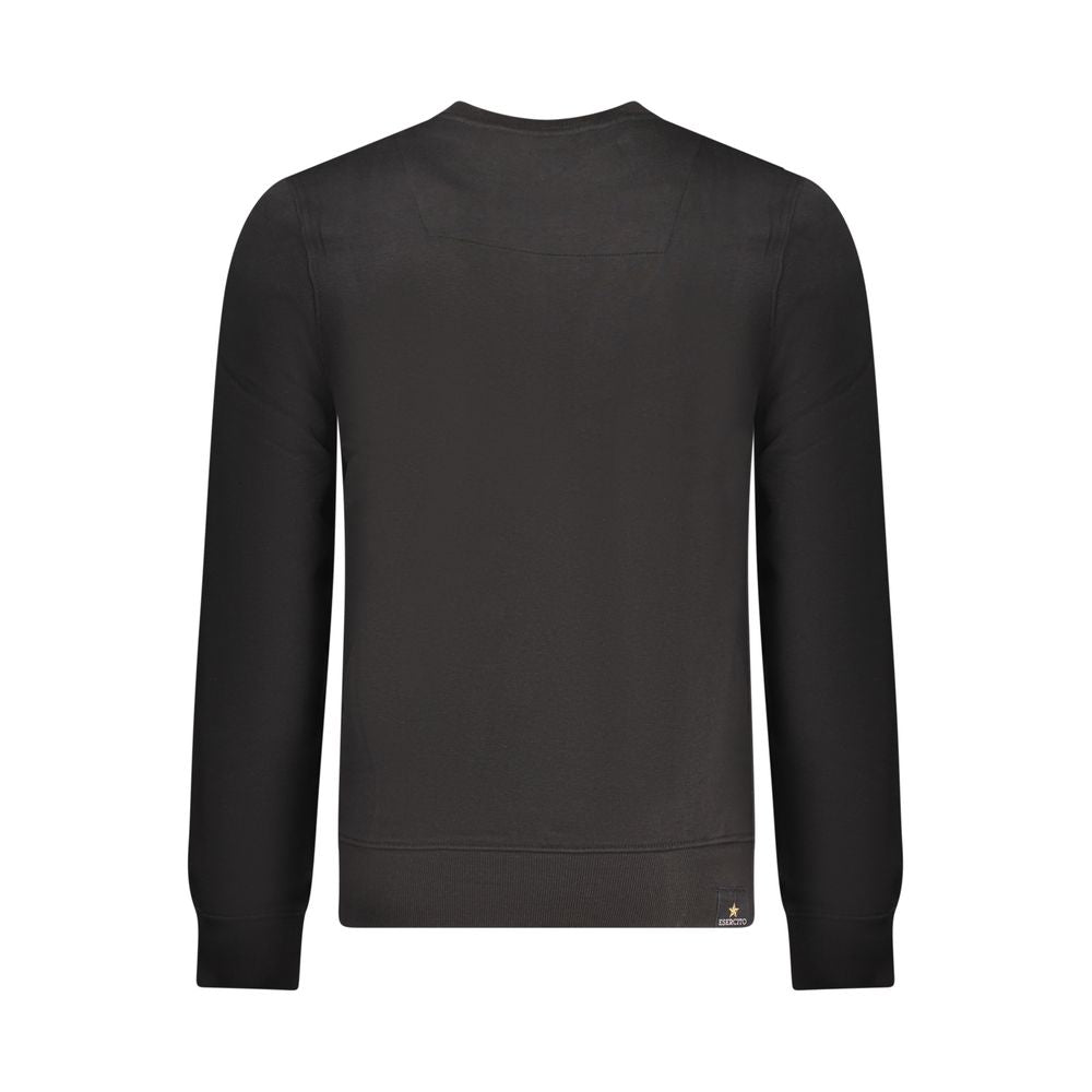 Black cotton men's sweatshirt by Accademia Militare with a classic fit and subtle branding, displayed on a neutral background.
