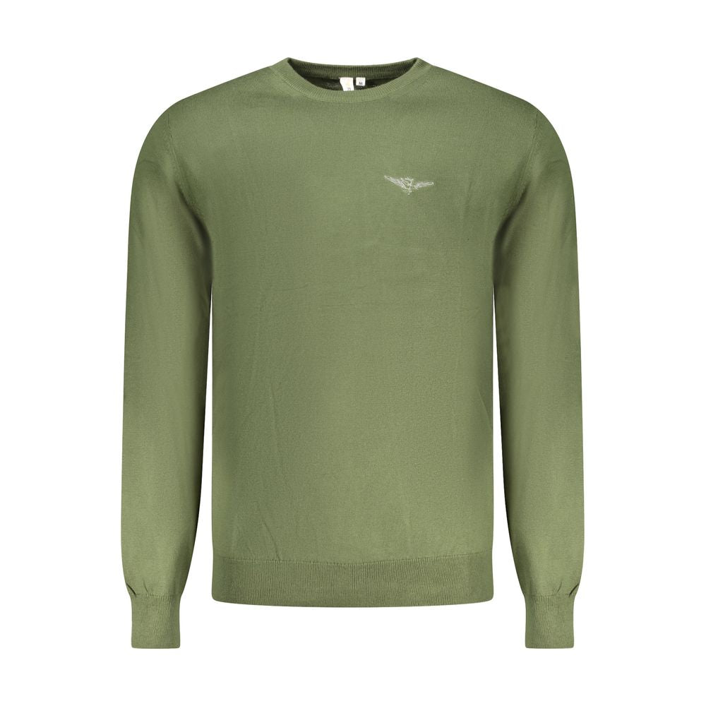 Accademia Militare Verde cotton men's sweater with a crew neck and ribbed cuffs, featuring a classic military-inspired design.