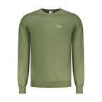 Accademia Militare Verde cotton men's sweater with a crew neck and ribbed cuffs, featuring a classic military-inspired design.
