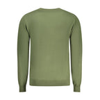 Accademia Militare Verde cotton men's sweater with ribbed cuffs and collar, featuring a classic military-inspired design.