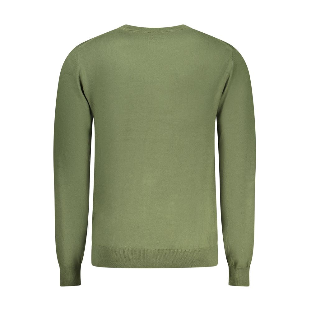 Accademia Militare Verde cotton men's sweater with ribbed cuffs and collar, featuring a classic military-inspired design.