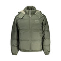 Tommy Hilfiger Verde polyester men's jacket with front zipper, stand-up collar, and color-block design.