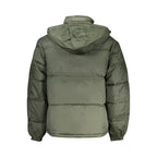 Tommy Hilfiger Verde polyester men's jacket displayed on a hanger, featuring a sleek design and front zipper.