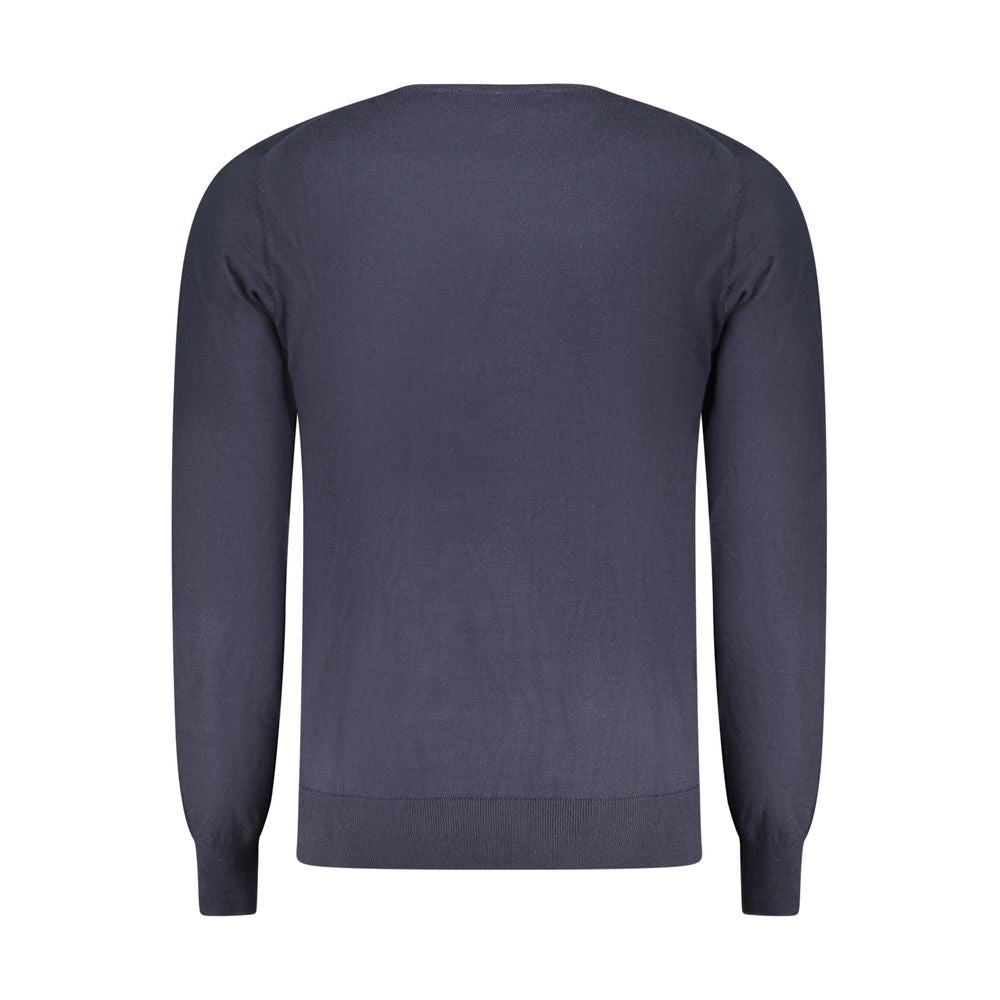 Blue cotton men's sweater from Accademia Militare featuring a classic crew neck design.