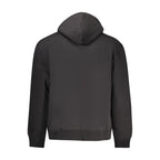 Calvin Klein black cotton men's hooded sweatshirt with front pouch pocket and adjustable drawstring hood.