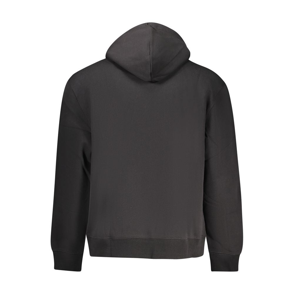 Calvin Klein black cotton men's hooded sweatshirt with front pouch pocket and adjustable drawstring hood.