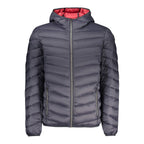 Marina Yachting men's blue polyamide jacket shown on a model, featuring a stylish design with a zipper and stand-up collar.
