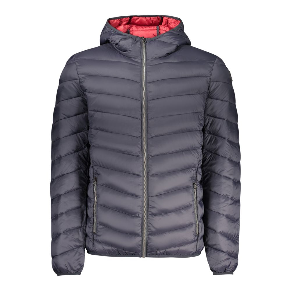 Marina Yachting men's blue polyamide jacket shown on a model, featuring a stylish design with a zipper and stand-up collar.