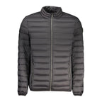Marina Yachting Nero Poliammide men's jacket displayed on a hanger, showcasing its sleek black design and lightweight fabric.