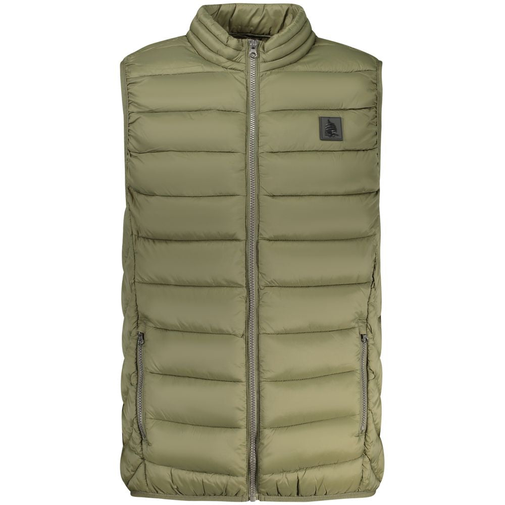 Men's Marina Yachting Verde Poliammide jacket with front zipper, stand collar, and adjustable cuffs, ideal for outdoor sailing.