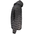 Marina Yachting Nero Poliammide men's jacket displayed on a hanger, featuring a sleek black design and zipper closure.