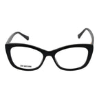 Love Moschino black cellulose propionate glasses frames with stylish design and clear lenses, perfect for a fashionable eyewear look.