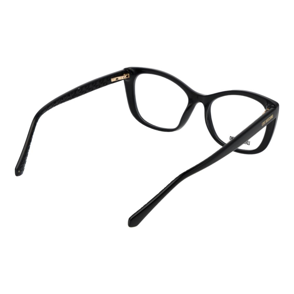 Black Love Moschino cellulose propionate glasses frames with a stylish, modern design, featuring the brand's signature logo.