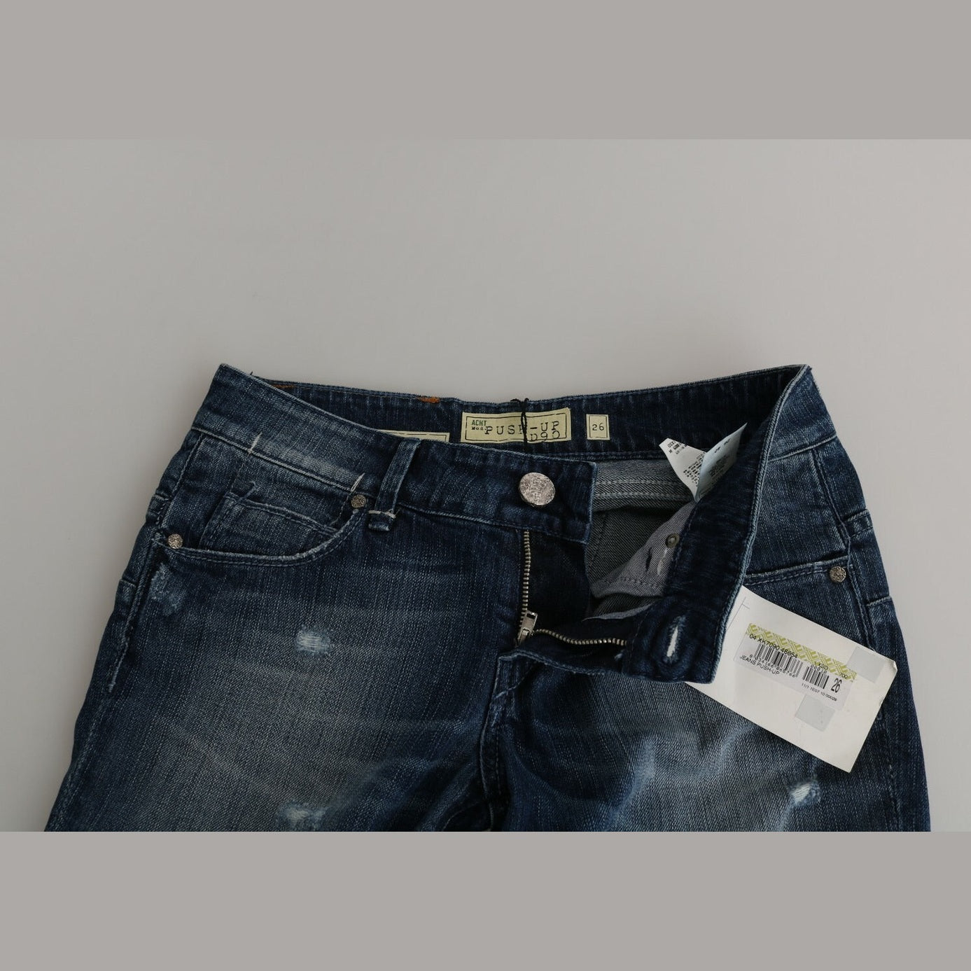 Acht Cotton Blue Washed Low Waist Skinny Cropped Jeans