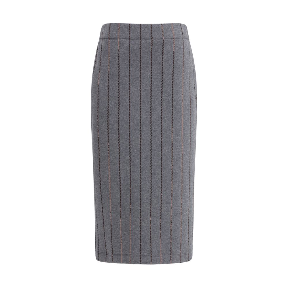 Brunello Cucinelli Gray Polyester Midi Skirt Brunello Cucinelli