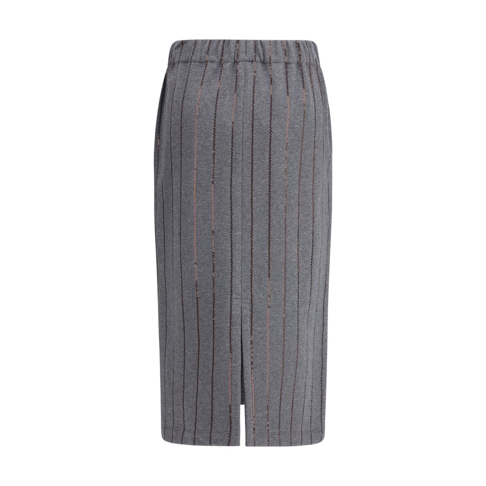 Brunello Cucinelli Gray Polyester Midi Skirt Brunello Cucinelli