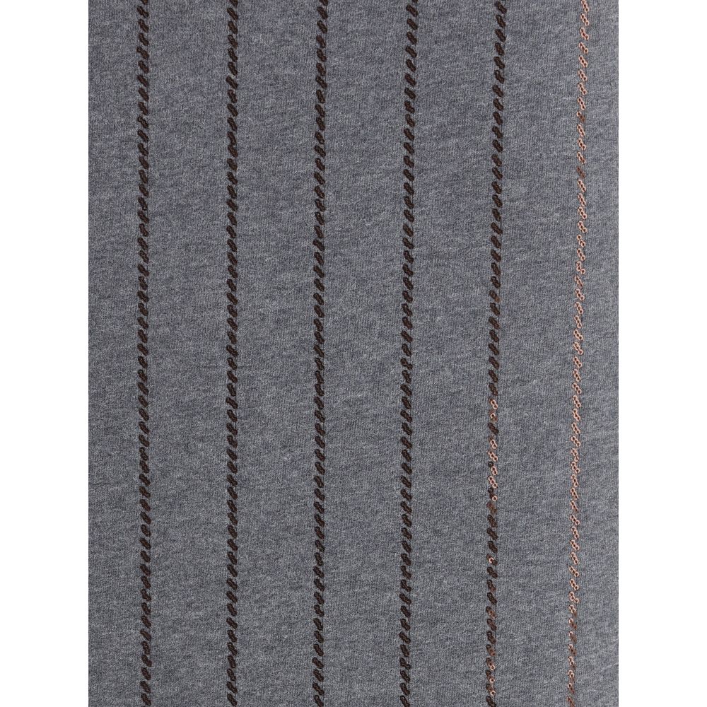 Brunello Cucinelli Gray Polyester Midi Skirt Brunello Cucinelli