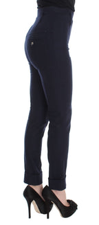 Ermanno Scervino Blue Virgin Wool Slim Fit Casual Pants