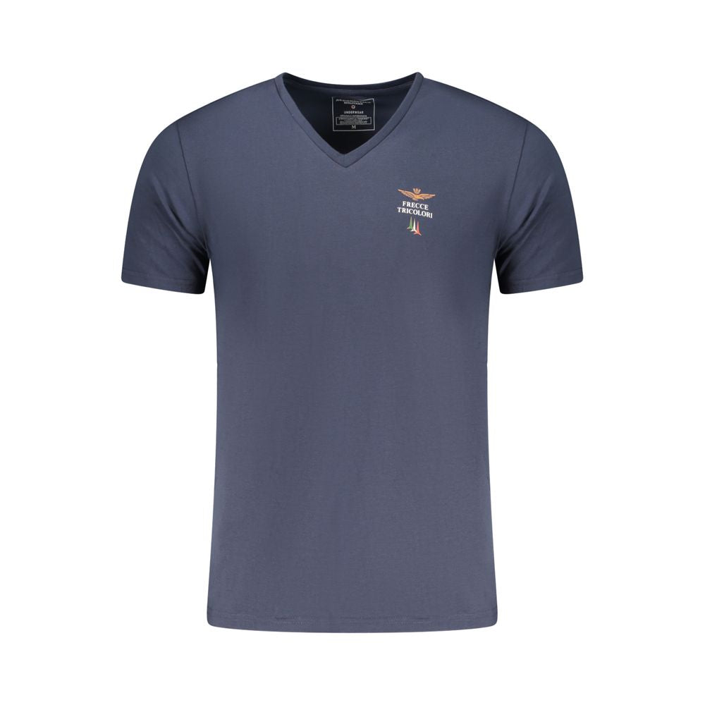 Aeronautica Militare men's blue cotton T-shirt with logo detail, casual fit, and short sleeves.