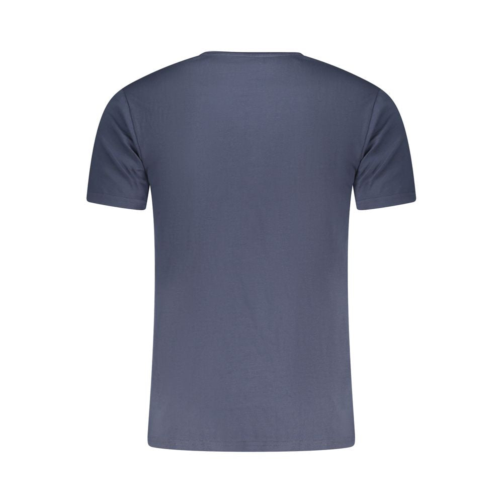 Blue cotton men's T-shirt by Aeronautica Militare featuring a casual fit and subtle branding, displayed on a plain background.