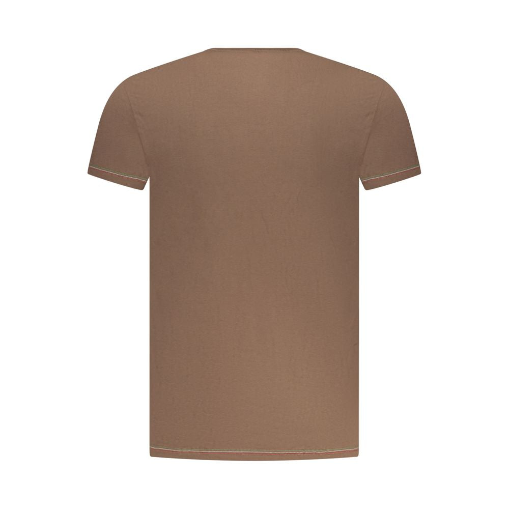 Brown cotton men's T-shirt by Aeronautica Militare featuring a casual fit and subtle logo detail.