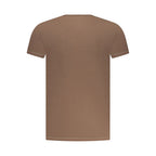 Brown cotton men's T-shirt by Aeronautica Militare featuring a casual fit and subtle logo detail.