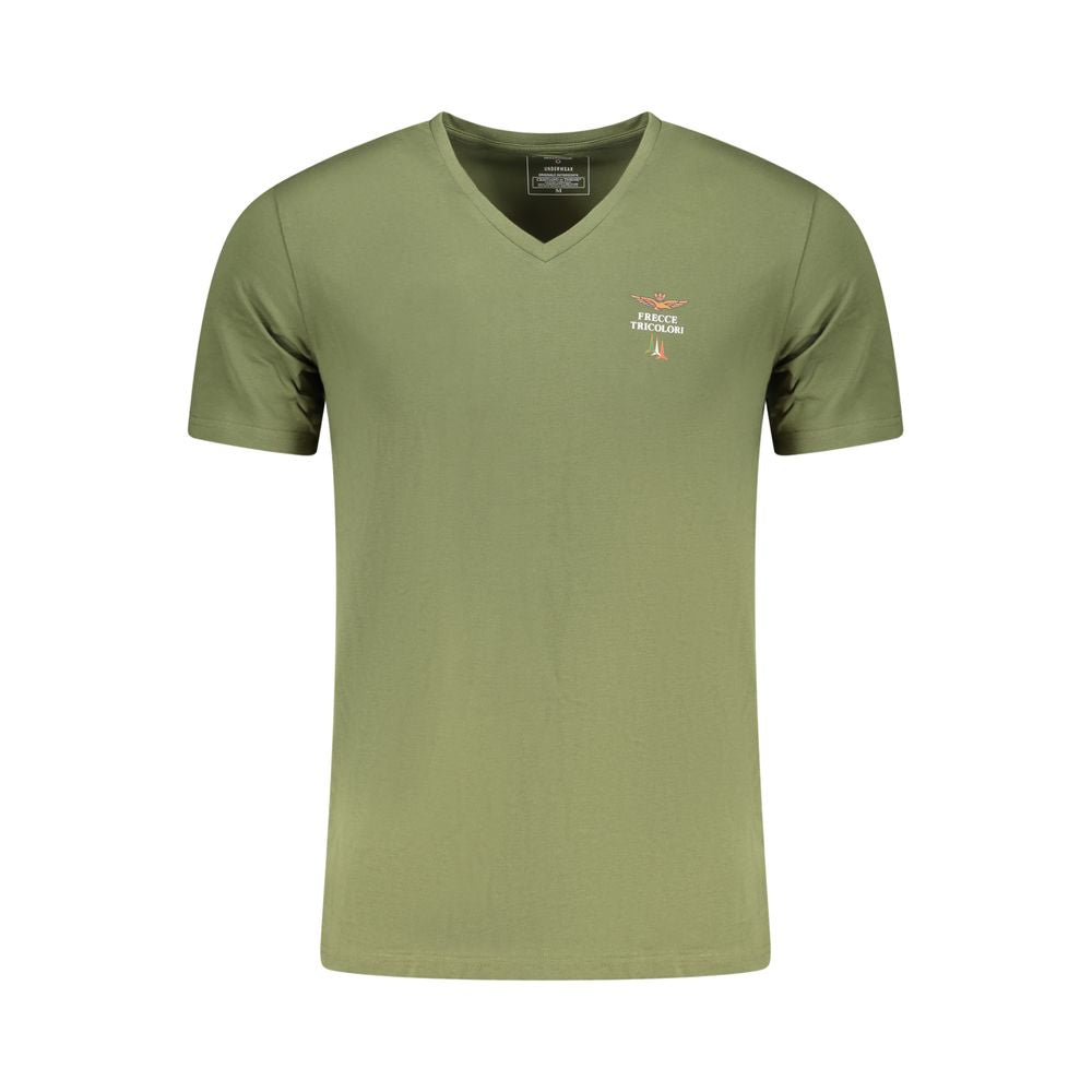 Aeronautica Militare green cotton men's T-shirt with military-inspired design and logo on the front.