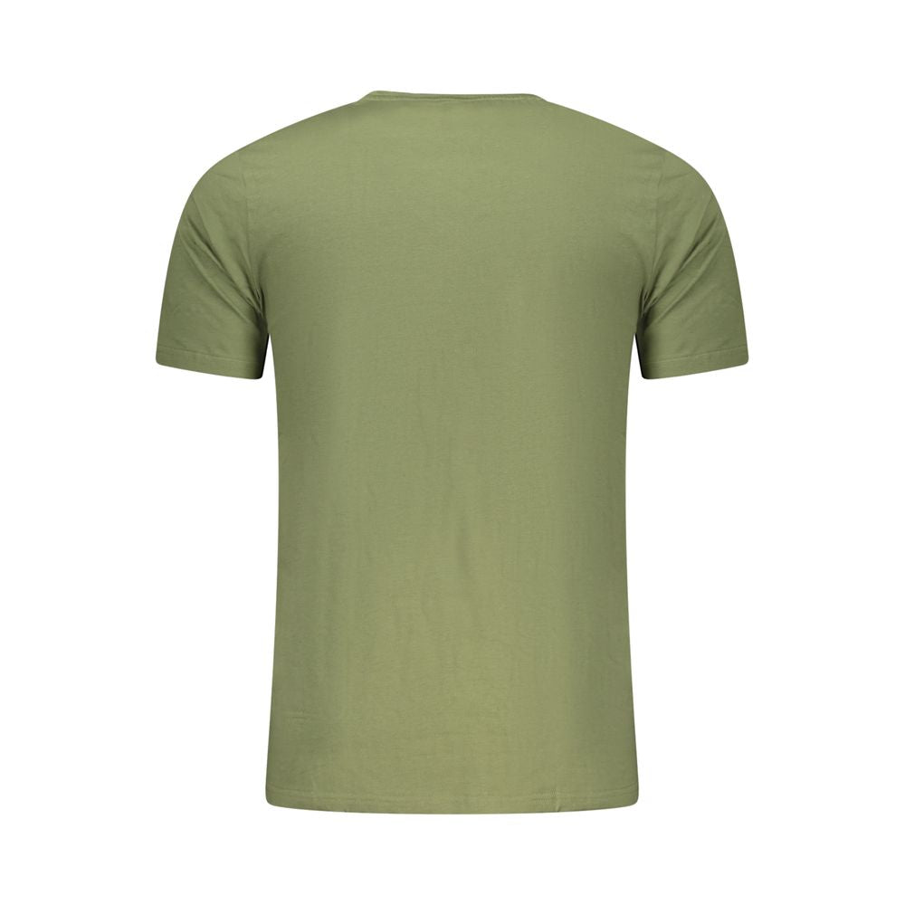 Aeronautica Militare men's green cotton T-shirt featuring a crew neck and military-inspired logo design.