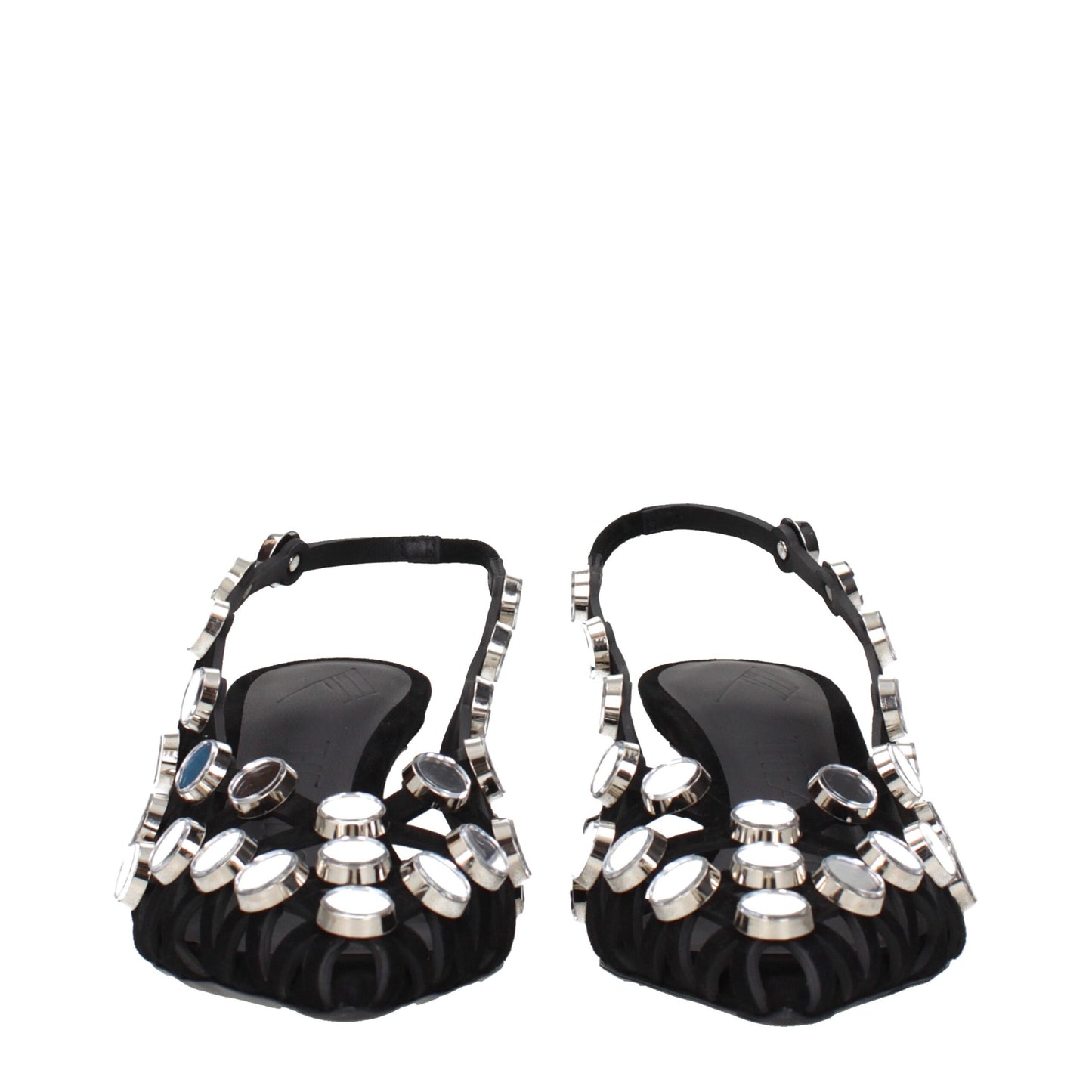 The Attico Black Leather Stiletto Heel Sandals The Attico