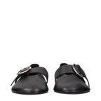 Black leather ballet flats by Jil Sander with sleek design and rounded toes, perfect for elegant, comfortable footwear.