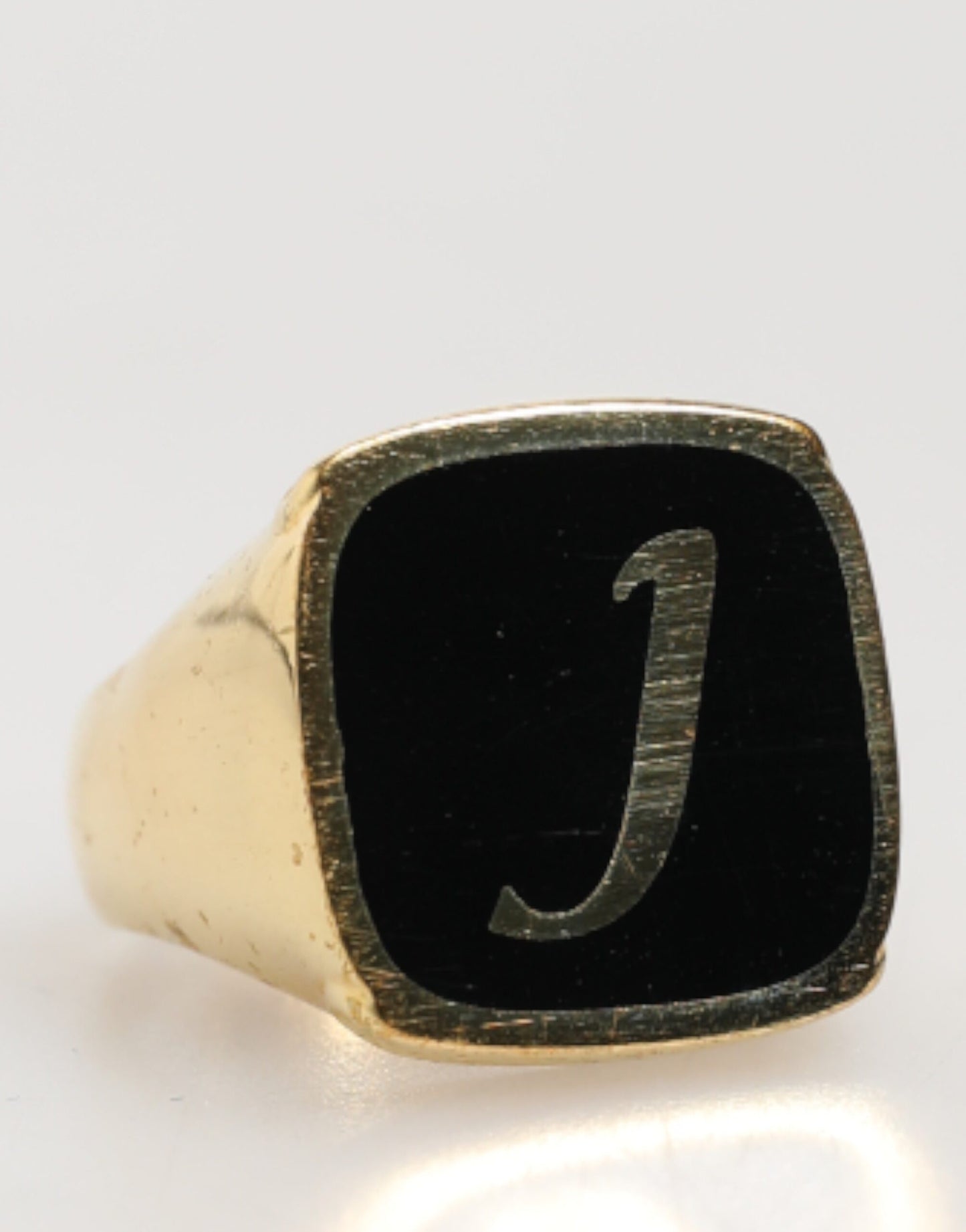 Dolce & Gabbana Gold-Tone Real Brass Black Enamel "J" Adjustable Rings Dolce & Gabbana