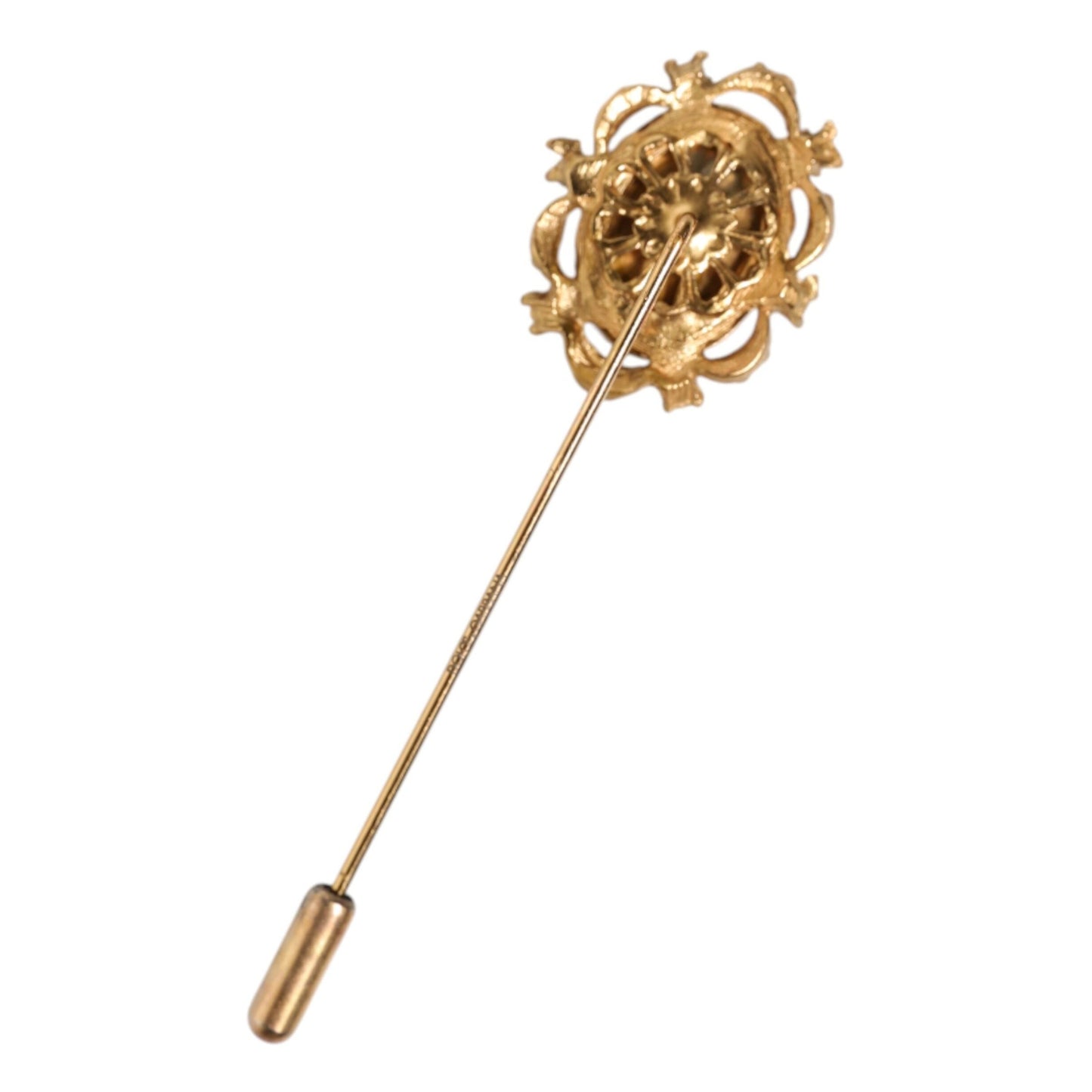 Dolce & Gabbana Gold Tone Green Stone Antique Men Accessory Brooch Pin Dolce & Gabbana