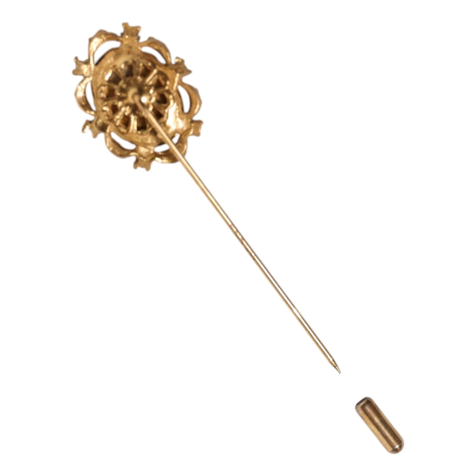 Dolce & Gabbana Gold Tone Green Stone Antique Men Accessory Brooch Pin Dolce & Gabbana