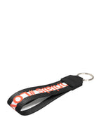 Dolce & Gabbana Black Logo Polyester Silver Brass Holder Keychain Keyring - Eljoys Fashion 
