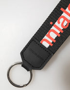 Dolce & Gabbana Black Logo Polyester Silver Brass Holder Keychain Keyring - Eljoys Fashion 